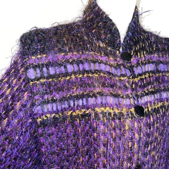 Fiberworks Womens Jacket Size Medium Purple Vintage Handwoven Buttons Pockets - Picture 5 of 16